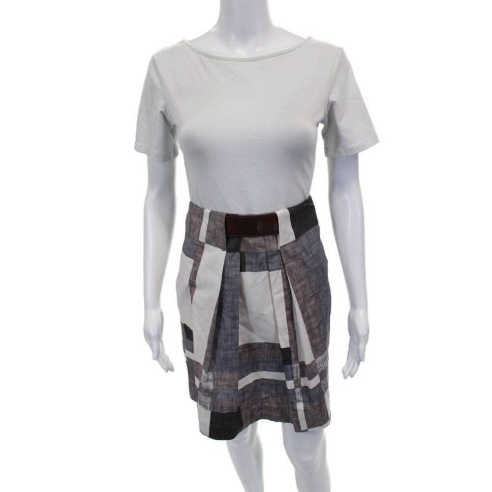 Gunex for Brunello Cucinelli Womens Pleated Multicolor Cotton Short Skirt Size 8